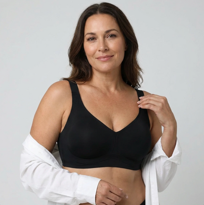 Le soutien-gorge sans armatures qui maintient, galbe et soulage et embellit enfin les poitrines généreuses.