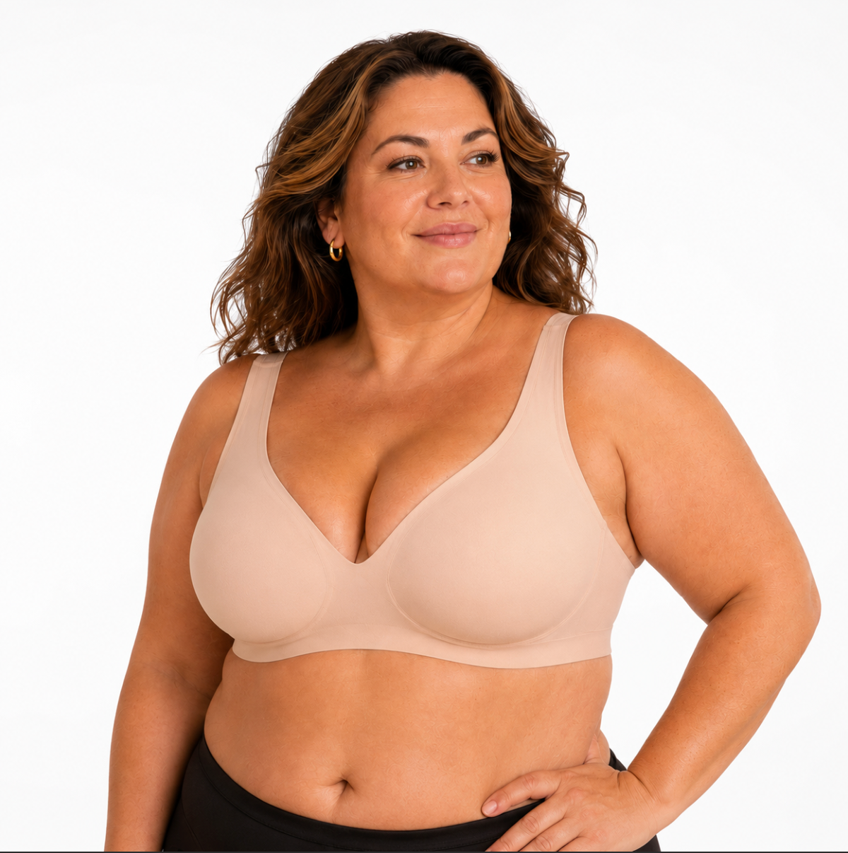 Le soutien-gorge sans armatures qui maintient, galbe et soulage et embellit enfin les poitrines généreuses.